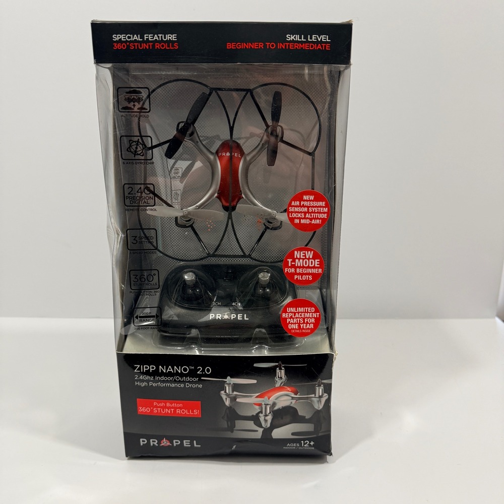 Propel Zipp Nano 2.0 Drone Unisex OS Red New 2.4Ghz High Performance Stunt Quad